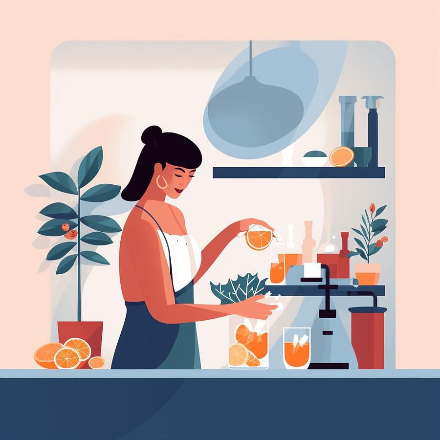 A person preparing a mocktail in the kitchen.