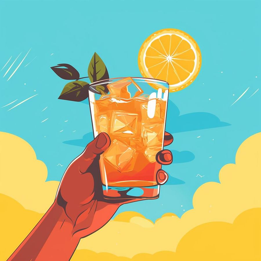 Person holding up their finished mocktail, ready to take a sip
