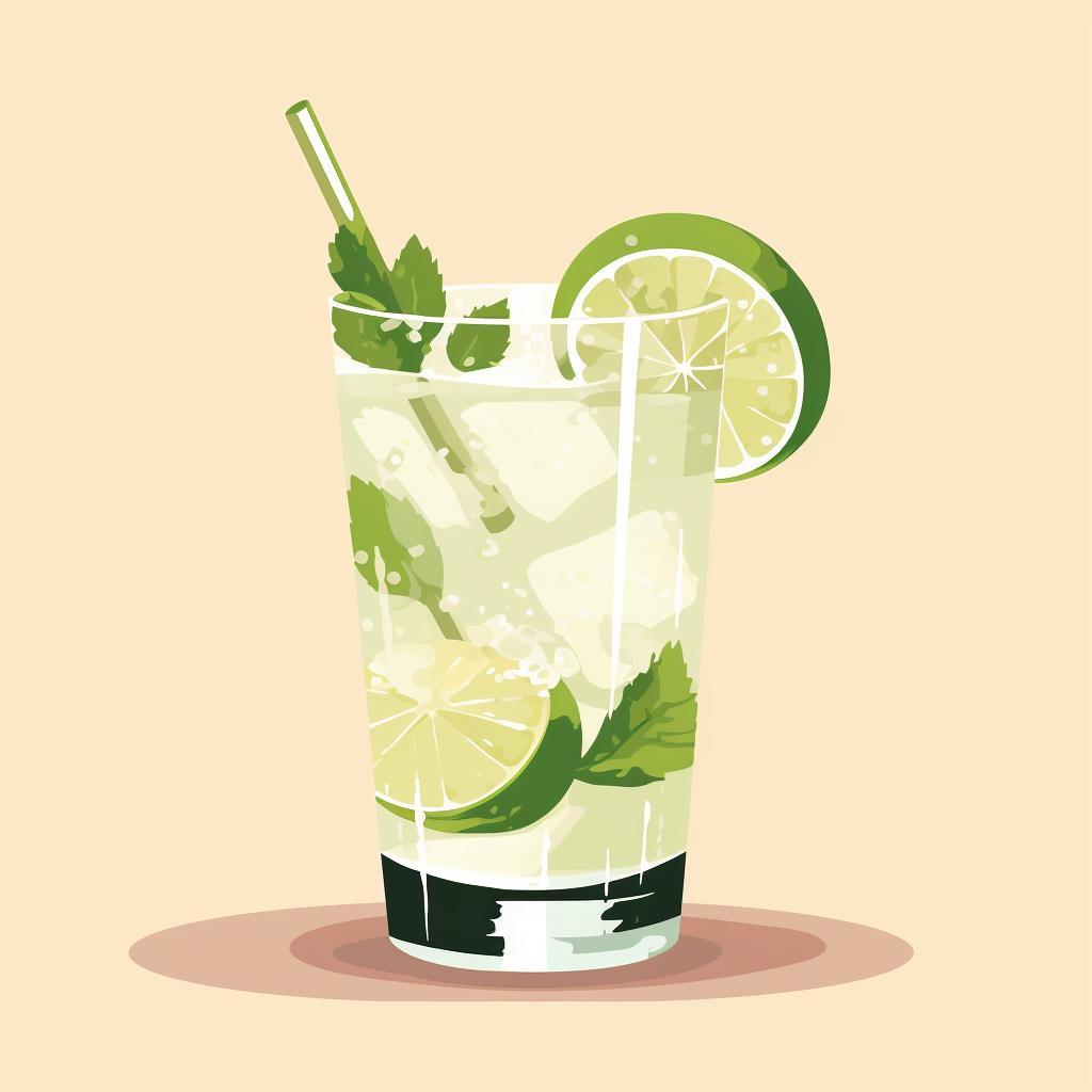 A Nojito garnished with a lime slice.