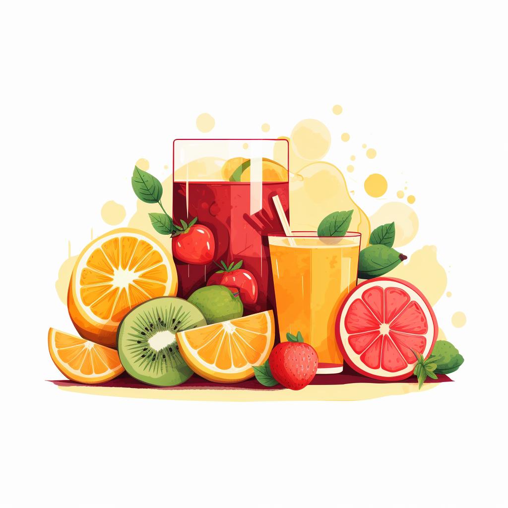 A variety of fresh fruit juices and natural food colorings
