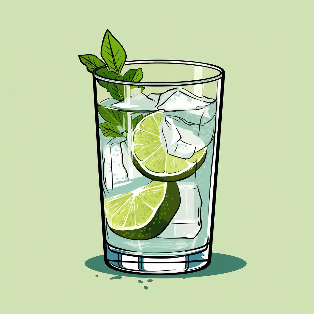 A glass filled with the Nojito mixture and topped off with club soda.