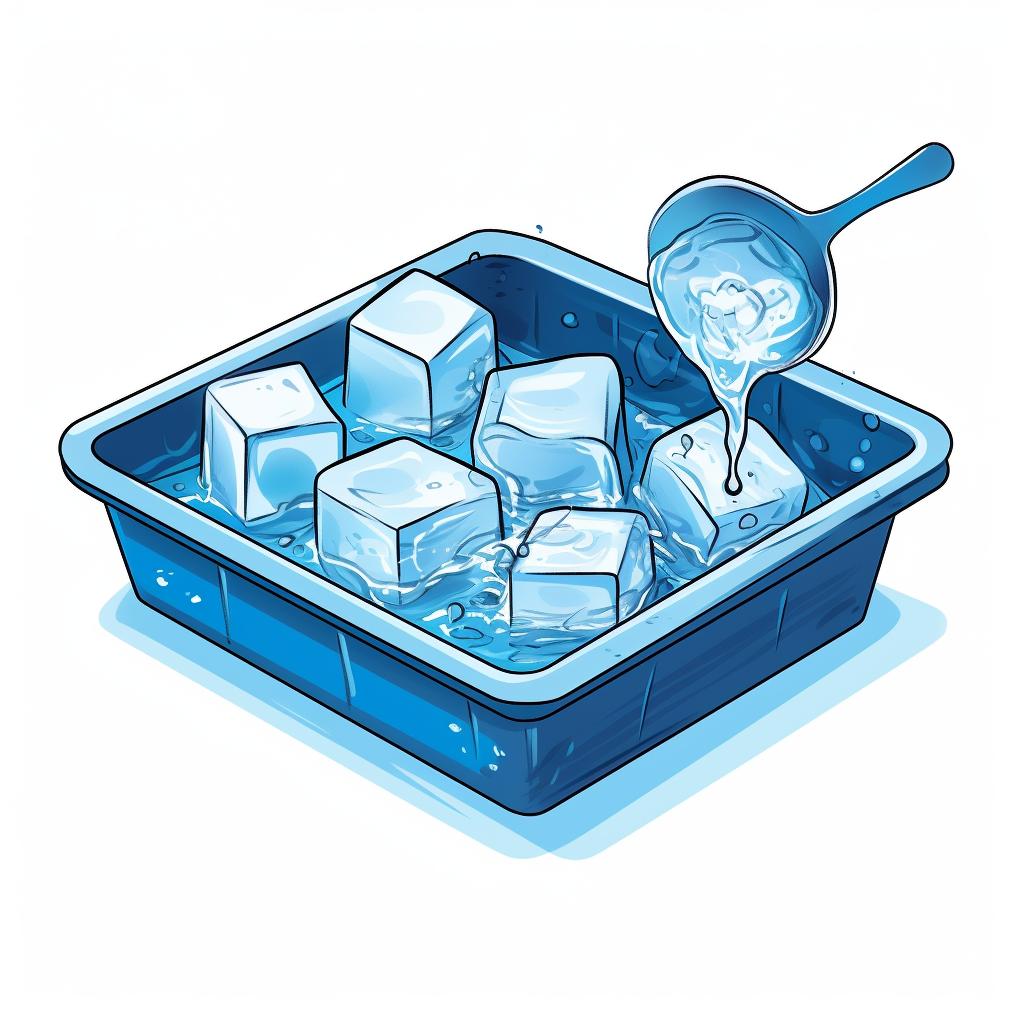 Water being added to the rest of the ice cube tray.